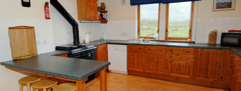 The kitchen area at the Thrail House